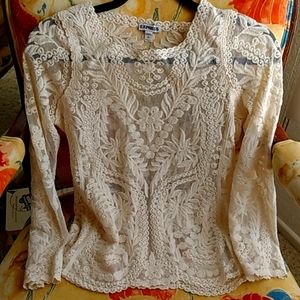 Sexy Sheer Express Cream Top. Size Small.